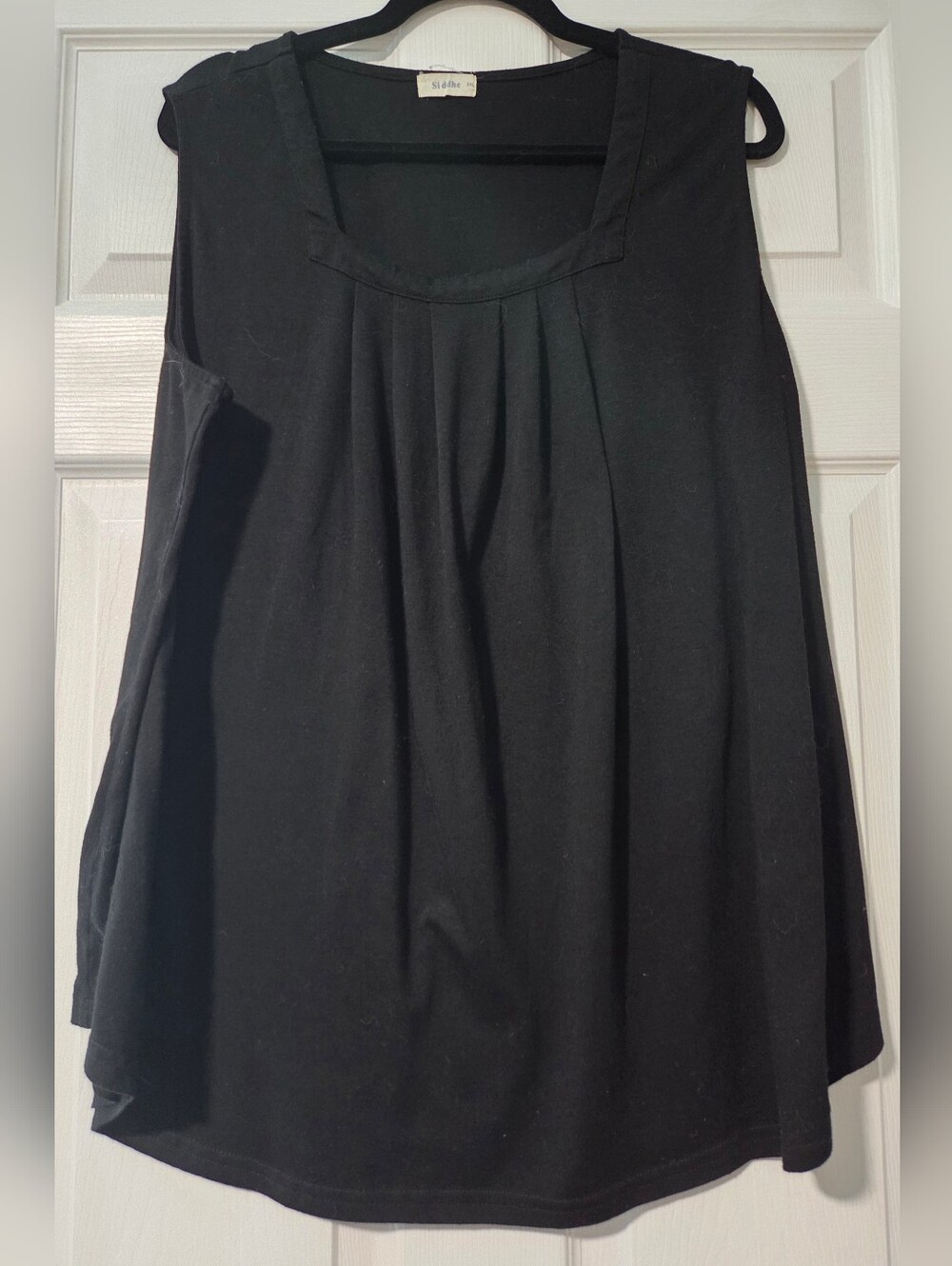 Siddhe Black Sleeveless Pleated Tank Top